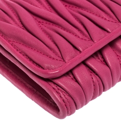 Pre Owned Miu Miu Fuschia Matelasse Leather Continental Wallet