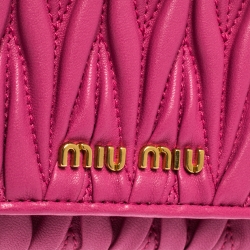 Pre Owned Miu Miu Fuschia Matelasse Leather Continental Wallet