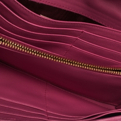 Pre Owned Miu Miu Fuschia Matelasse Leather Continental Wallet