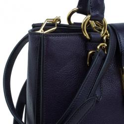 Pre Owned Miu Miu Purple Leather Madras Bag
