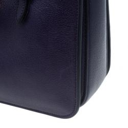 Pre Owned Miu Miu Purple Leather Madras Bag