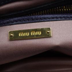 Pre Owned Miu Miu Purple Leather Madras Bag