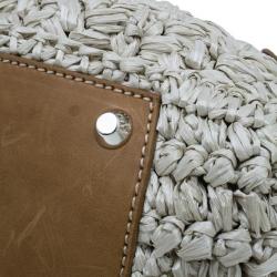 Pre Owned حقيبة يد توت ميو ميو قش بيج وحافة جلد رافية 