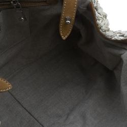 Pre Owned حقيبة يد توت ميو ميو قش بيج وحافة جلد رافية 