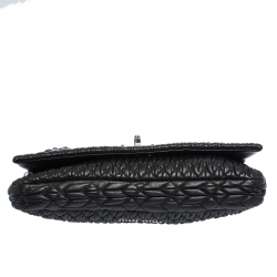Miu Miu Black Matelasse Nappa Leather Crystal Shoulder Bag