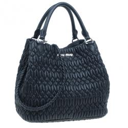 Pre Owned Miu Miu Black Cloquet Nappa Leather Bag