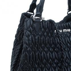 Pre Owned Miu Miu Black Cloquet Nappa Leather Bag