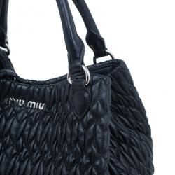 Pre Owned Miu Miu Black Cloquet Nappa Leather Bag