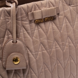Pre Owned Miu Miu Beige Metalasse Leather Covertible Tote