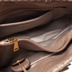 Pre Owned Miu Miu Beige Metalasse Leather Covertible Tote