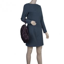 Pre Owned Miu Miu Metallic Eggplant Leather Clutch
