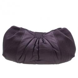 Pre Owned Miu Miu Metallic Eggplant Leather Clutch