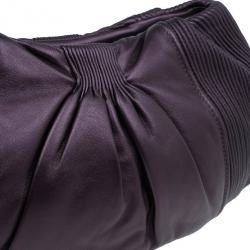 Pre Owned Miu Miu Metallic Eggplant Leather Clutch