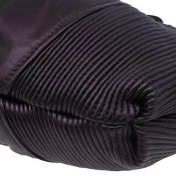 Pre Owned Miu Miu Metallic Eggplant Leather Clutch