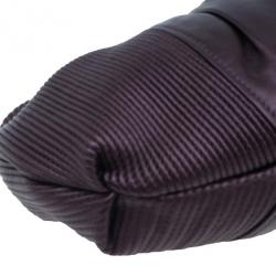 Pre Owned Miu Miu Metallic Eggplant Leather Clutch