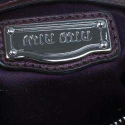 Pre Owned Miu Miu Metallic Eggplant Leather Clutch