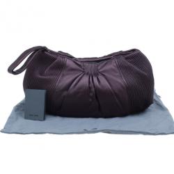 Pre Owned Miu Miu Metallic Eggplant Leather Clutch