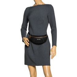 Miu Miu Metallic Black Matelasse Leather Belt Bag