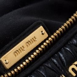 Miu Miu Metallic Black Matelasse Leather Belt Bag