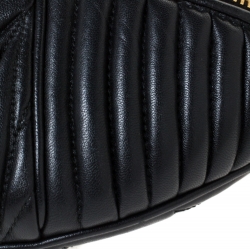 Miu Miu Metallic Black Matelasse Leather Belt Bag
