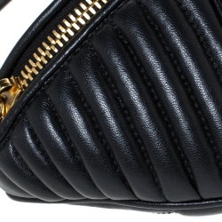 Miu Miu Metallic Black Matelasse Leather Belt Bag