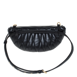 Miu Miu Metallic Black Matelasse Leather Belt Bag