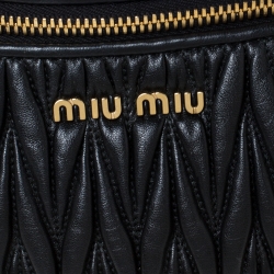 Miu Miu Metallic Black Matelasse Leather Belt Bag