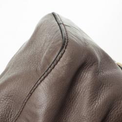 Pre Owned Miu Miu Grey Lux Leather Soft Shopping Top Handle Bag