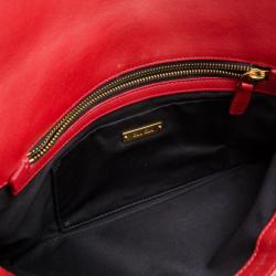 Pre Owned Miu Miu Red Matelassé Lux Leather Clutch