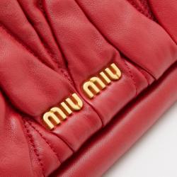 Pre Owned Miu Miu Red Matelassé Lux Leather Clutch