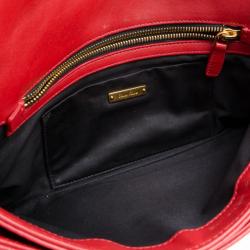 Pre Owned Miu Miu Red Matelassé Lux Leather Clutch