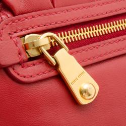 Pre Owned Miu Miu Red Matelassé Lux Leather Clutch