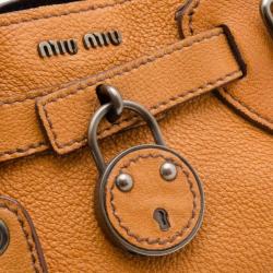 Pre Owned Miu Miu Textured Leather East West Tote 