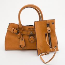 Pre Owned Miu Miu Textured Leather East West Tote 