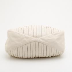 Pre Owned Miu Miu Cream Leather Plissé Tote