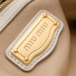 Pre Owned Miu Miu Cream Leather Plissé Tote