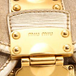 Pre Owned Miu Miu Beige Quilted Linen Coffer