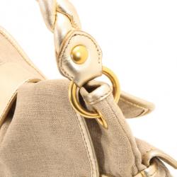 Pre Owned Miu Miu Beige Quilted Linen Coffer