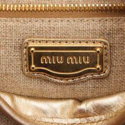 Pre Owned Miu Miu Beige Quilted Linen Coffer