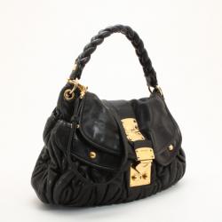 Pre Owned Miu Miu Black Coffer Matelasse Leather Hobo