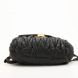 Pre Owned Miu Miu Black Coffer Matelasse Leather Hobo