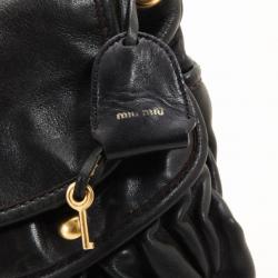 Pre Owned Miu Miu Black Coffer Matelasse Leather Hobo