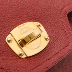 Pre Owned Miu Miu Red Leather Turnlock Satchel