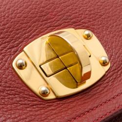 Pre Owned Miu Miu Red Leather Turnlock Satchel