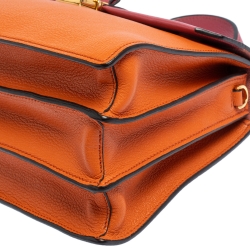 Pre Owned حقيبة يد علوية ميو ميو قفل ضاغط جلد مادراس وردي/ برتقالي