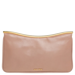 مملوكة مسبقًا Miu Miu Nude Pink Leather Flap Frame Clutch