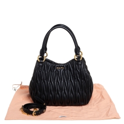 Pre Owned Miu Miu Black Matelasse Leather Tote