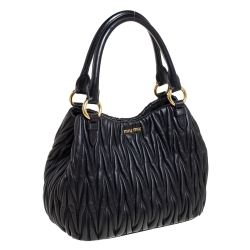 Pre Owned Miu Miu Black Matelasse Leather Tote