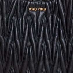 Pre Owned Miu Miu Black Matelasse Leather Tote