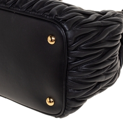 Pre Owned Miu Miu Black Matelasse Leather Tote